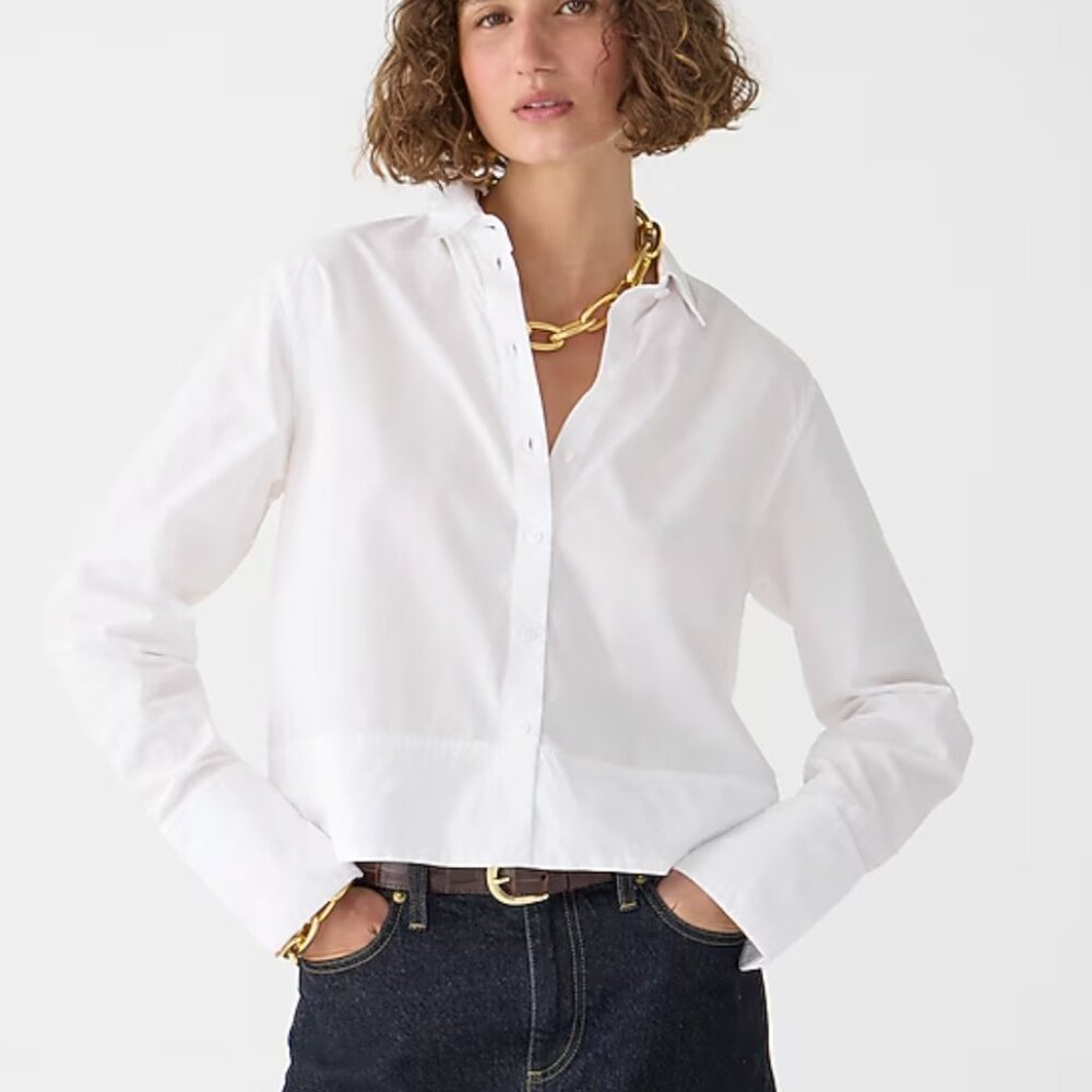 J.Crew Cropped garçon shirt in organic cotton poplin - size 2 - item BT735